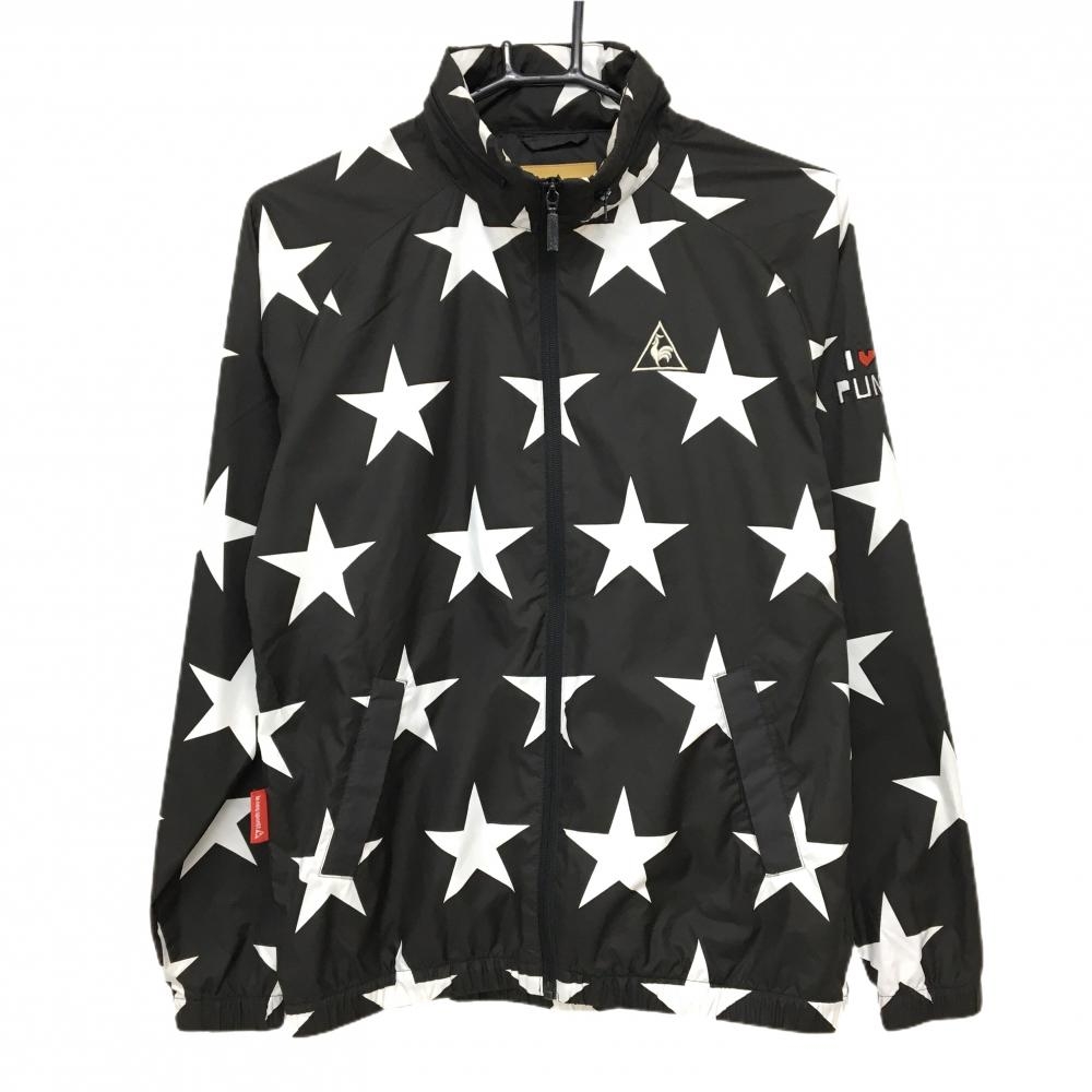 ルコック ジャケット 黒×白 星柄 薄手 スター レディース M ゴルフウェア le coq sportif