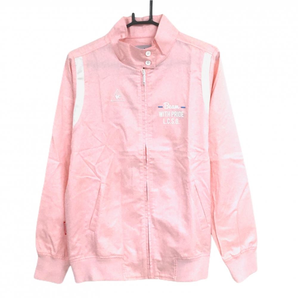ルコックゴルフ ジャケットブルゾン ピンク×白 背面英字 紙タグ付 レディース LL ゴルフウェア le coq sportif
