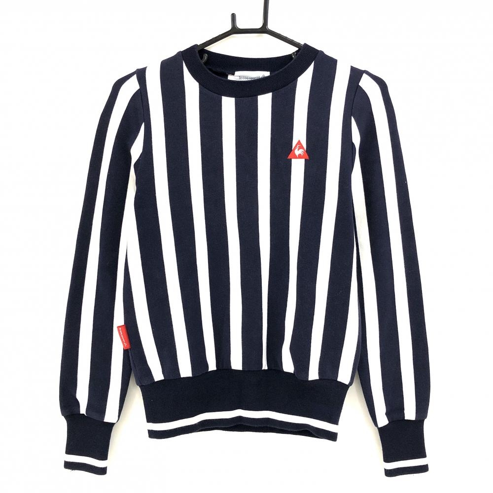 ルコックゴルフ トレーナー ネイビー×白 ストライプ レディース M ゴルフウェア le coq sportif