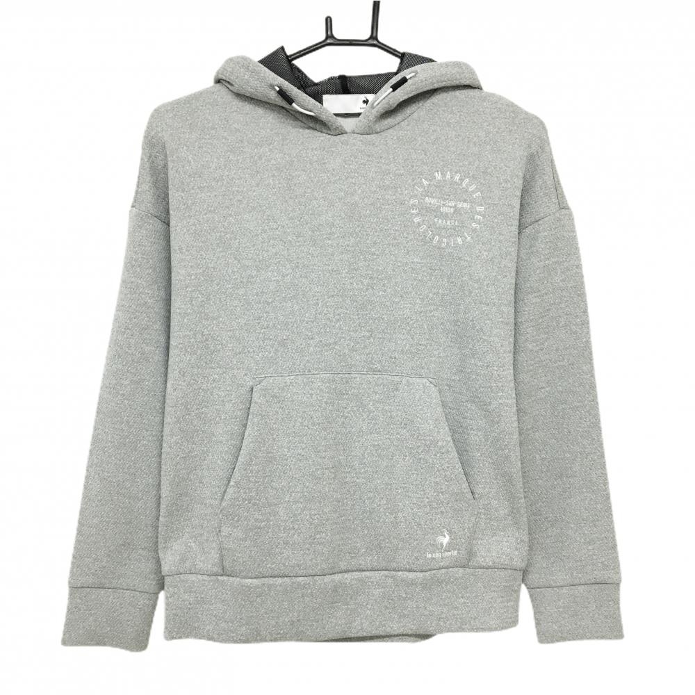 【超美品】ルコックゴルフ パーカー グレー 地模様 フード付きトレーナー レディース M ゴルフウェア le coq sportif