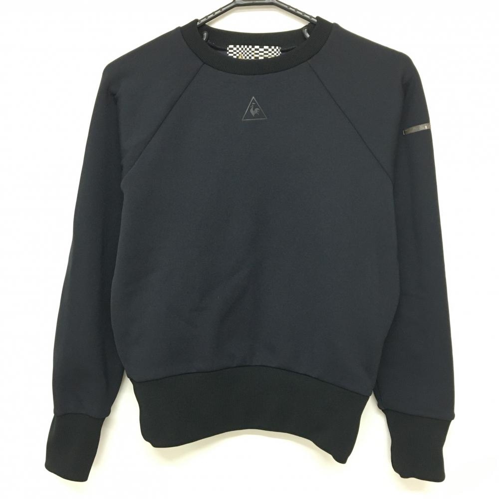 【美品】ルコックゴルフ トレーナー 黒 袖ロゴ 無地  レディース L ゴルフウェア le coq sportif