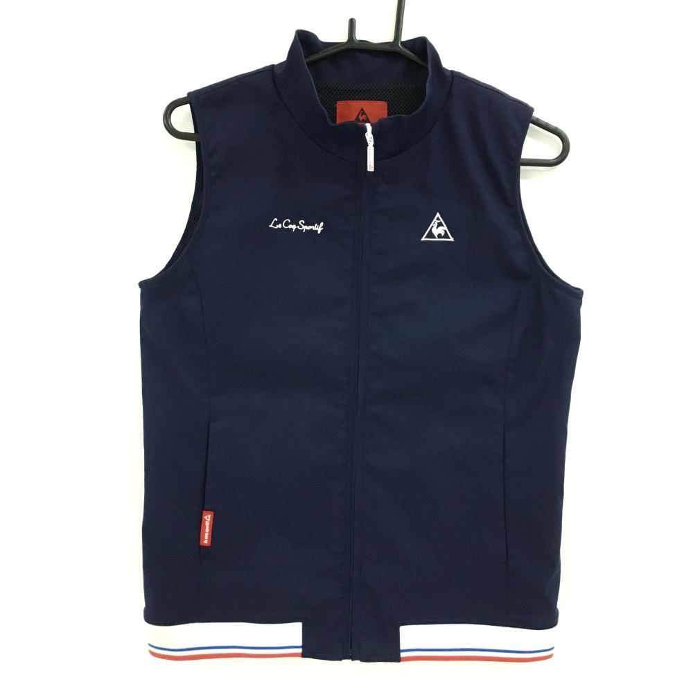 ルコックゴルフ アウターベスト ネイビー ロゴ白 裏地メッシュ レディース L ゴルフウェア le coq sportif