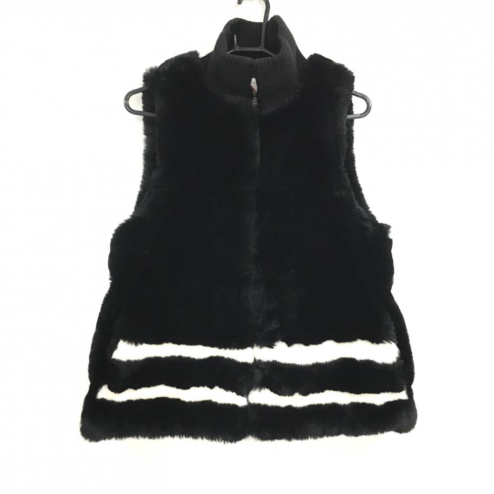 【美品】ルコックゴルフ ファーベスト 黒×白 下部ライン 韓国モデル  レディース S ゴルフウェア le coq sportif