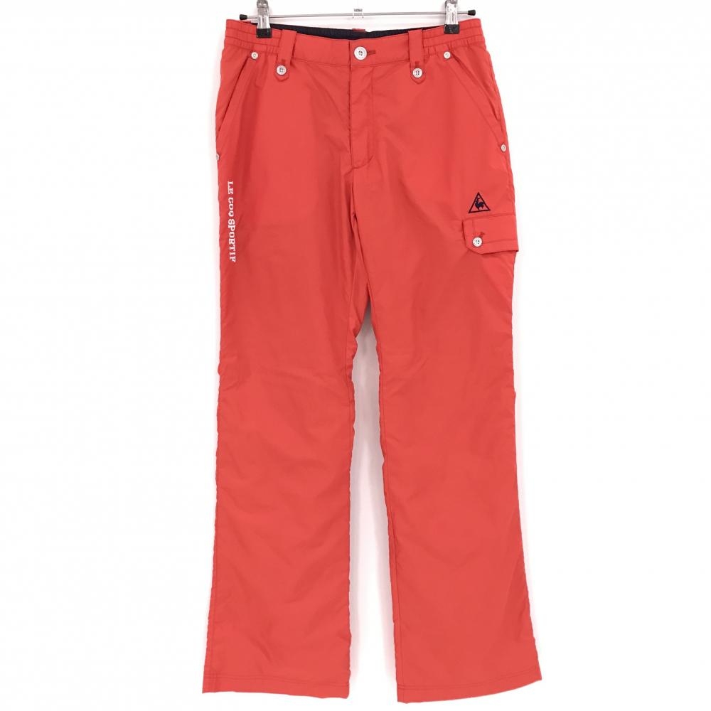 【美品】ルコック パンツ レッド×ネイビー 裏微起毛 後ろウエストゴム レディース 13 ゴルフウェア le coq sportif