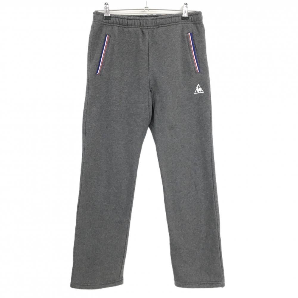 【美品】ルコック パンツ グレー 裏起毛 一部トリコロール ウエストゴム＆調節紐 レディース S ゴルフウェア le coq sportif