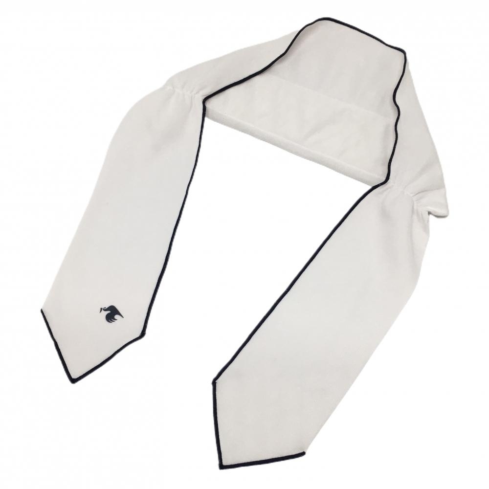 【超美品】ルコック ネッククーラー 白×ネイビー ロゴプリント レディース  ゴルフウェア le coq sportif