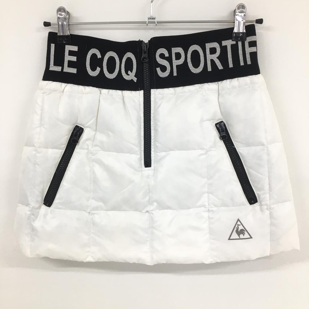 ルコック ダウンスカート 白×黒 ウエストゴムロゴ ダウン90％  レディース 7 ゴルフウェア le coq sportif
