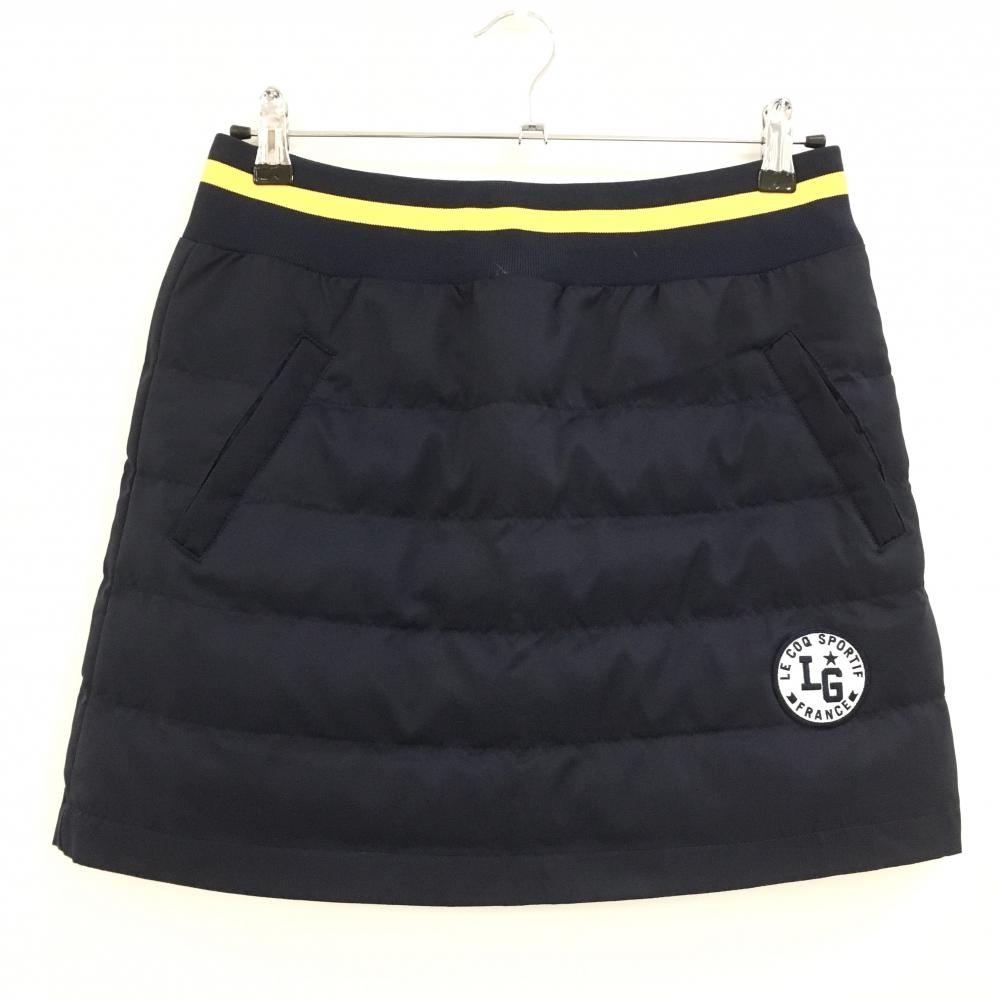 【超美品】ルコック 中綿スカート ネイビー×イエロー ウエストゴム  レディース 11 ゴルフウェア le coq sportif