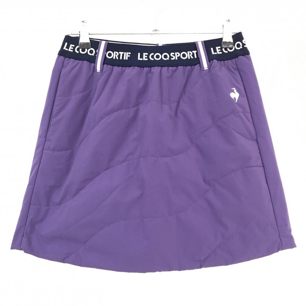 【超美品】ルコックゴルフ 中綿スカート パープル ウエストゴム＆ロゴ ロゴ白 レディース L ゴルフウェア le coq sportif