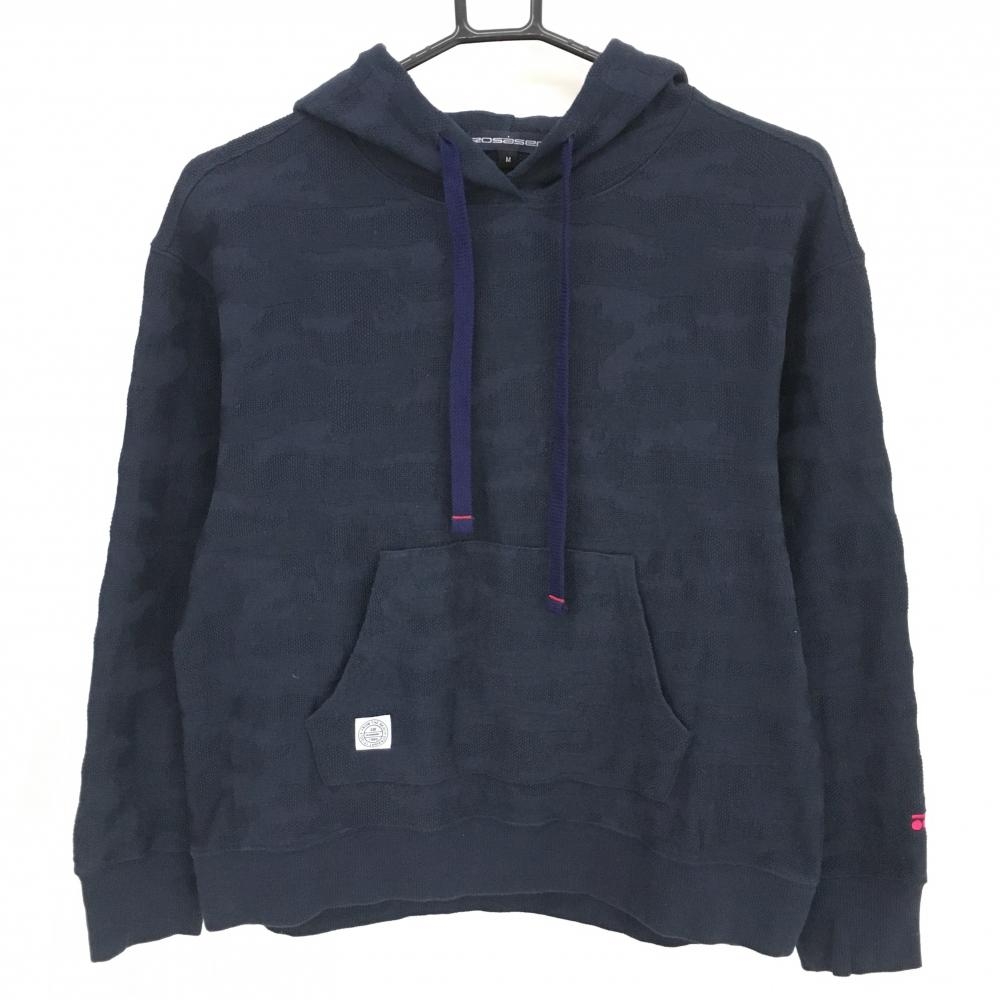 ロサーセン フード付セーター ネイビー カモフラ 迷彩 ニット レディース M ゴルフウェア Rosasen