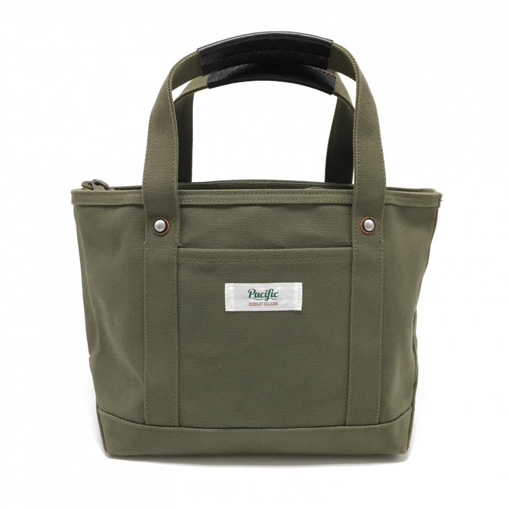 【超美品】パシフィックゴルフクラブ カートバッグ カーキ ロゴ キャンパス地 ゴルフ PACIFIC GOLF CLUB