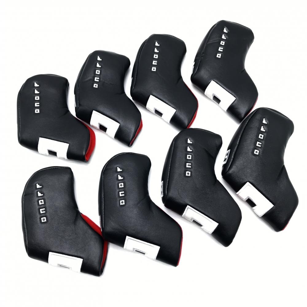 【超美品】オノフ アイアンカバー8点セット 黒×白 ロゴ刺しゅう ゴルフ ONOFF