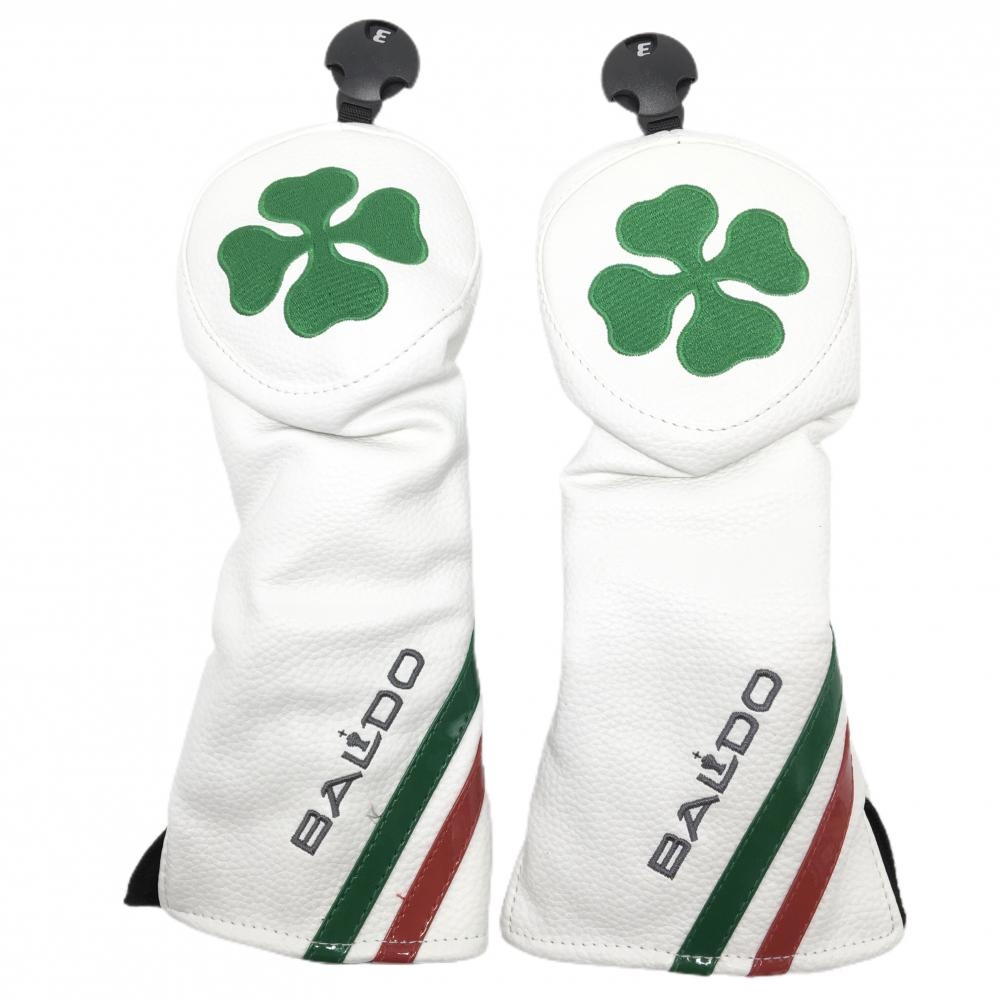 【美品】バルド ヘッドカバー2点セット(FW) 白×グリーン クローバー CORSA フェアウェイウッド ゴルフ BALDO