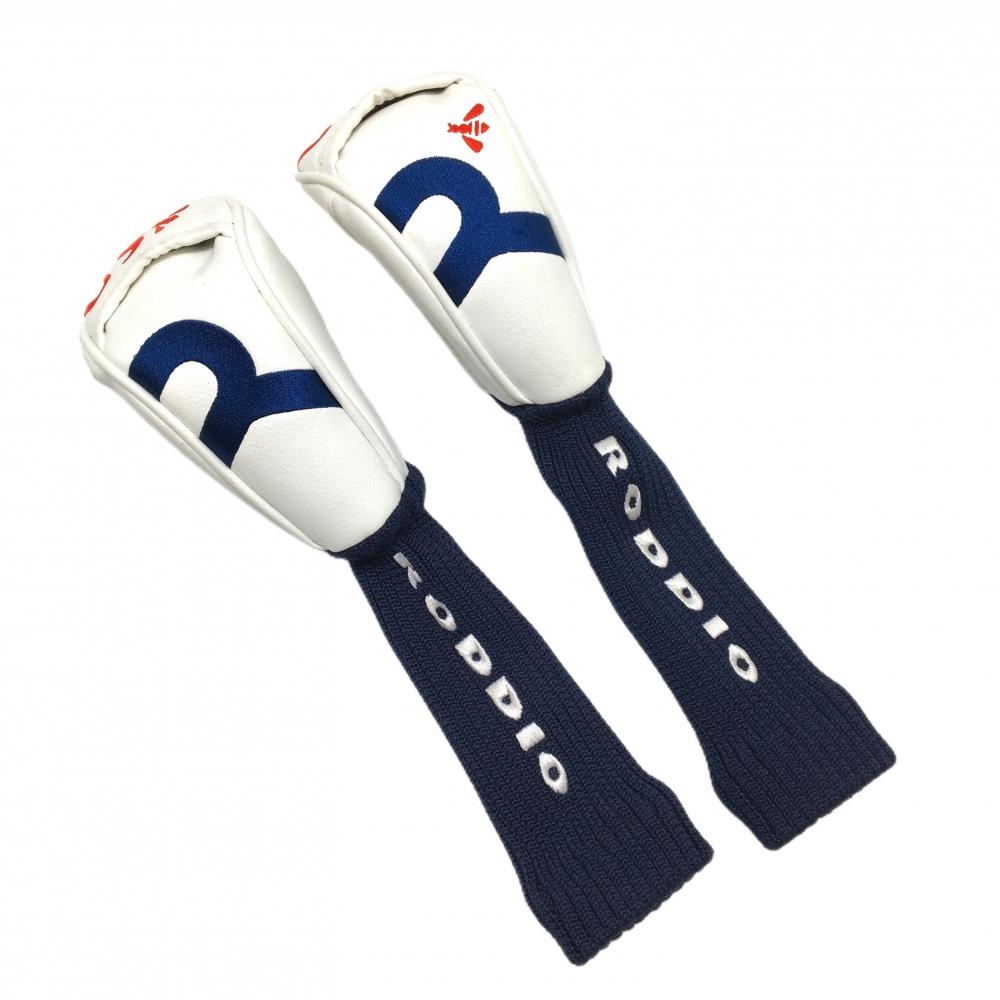 【美品】ロッディオ ヘッドカバー2点セット(UT) 白×ネイビー ユーティリティ ゴルフ RODDIO