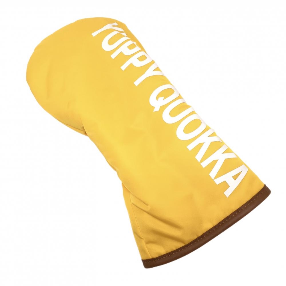 【未使用品】ヤッピークオッカ ヘッドカバー(DR) イエロー×ブラウン ロゴプリント ドライバー ゴルフ YUPPY QUOKKA