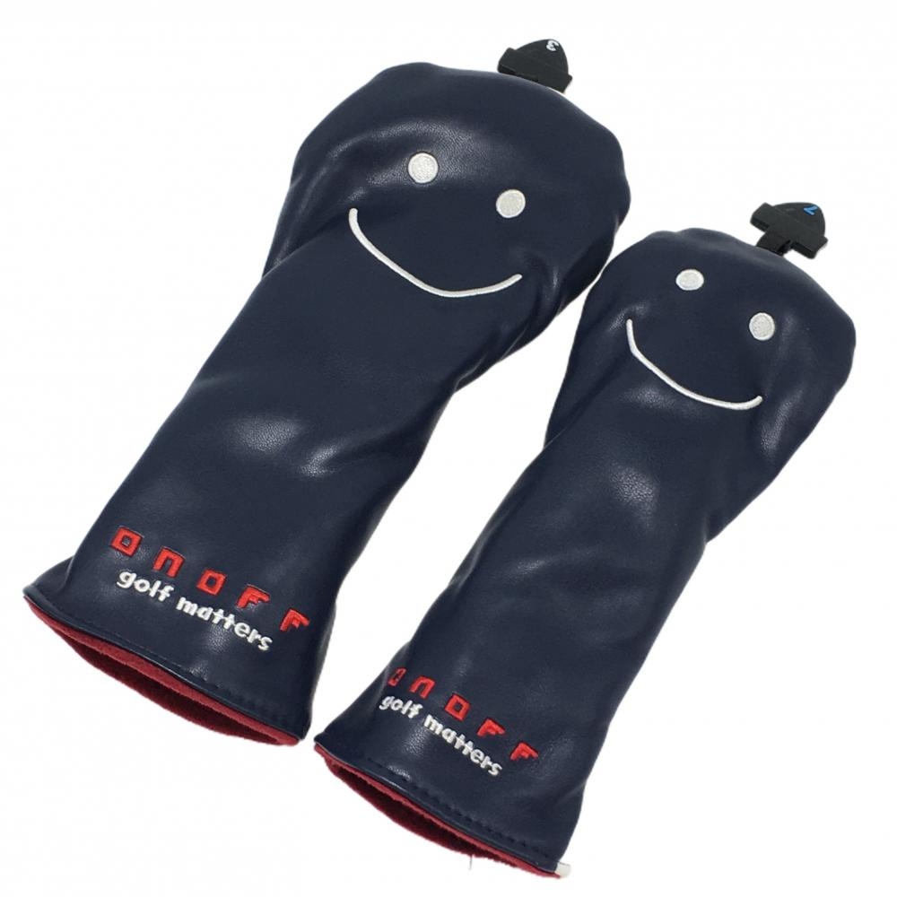 オノフ ヘッドカバー2点セット(FW UT) ネイビー×白 ロゴ刺しゅう フェアウェイウッド ユーティリティ ゴルフ ONOFF