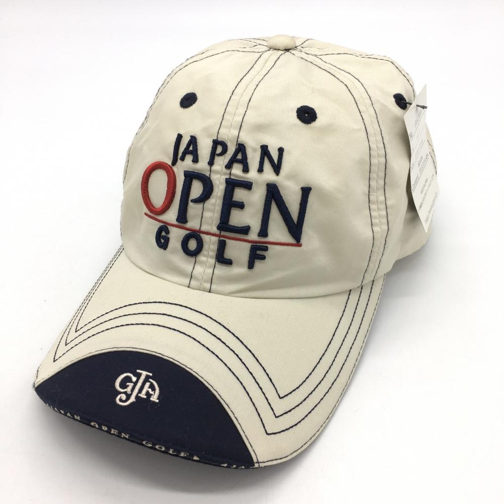【新品】JAPAN OPEN GOLF ジャパンオープンゴルフ キャップ ベージュ×ネイビー 立体ロゴ刺しゅう 57-61cm ゴルフウェア