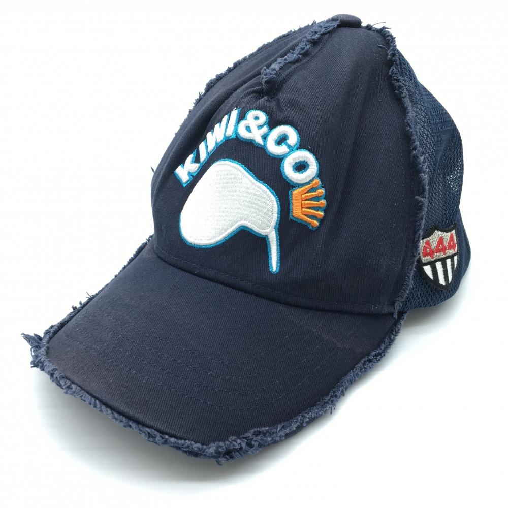 コタケヨシノリ×パームスアンドコー メッシュキャップ ネイビー×白 ダメージ加工 ゴルフウェア PALMS＆CO.