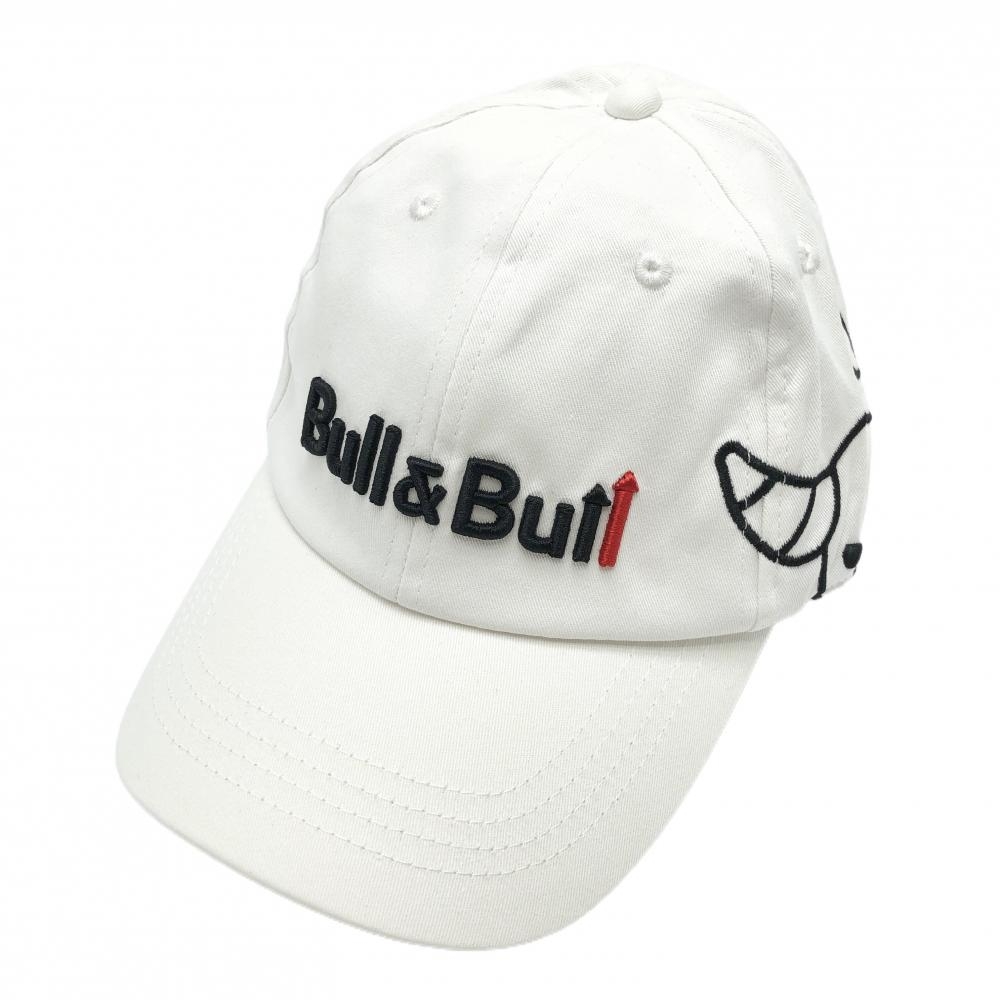 【新品】ブルアンドブル キャップ 白×黒 立体ロゴ刺しゅう F ゴルフウェア Bull&Bull