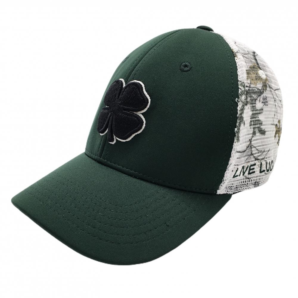 【美品】ブラッククローバー メッシュキャップ グリーン×白 一部柄 立体ロゴ刺しゅう  ゴルフウェア BLACK CLOVER