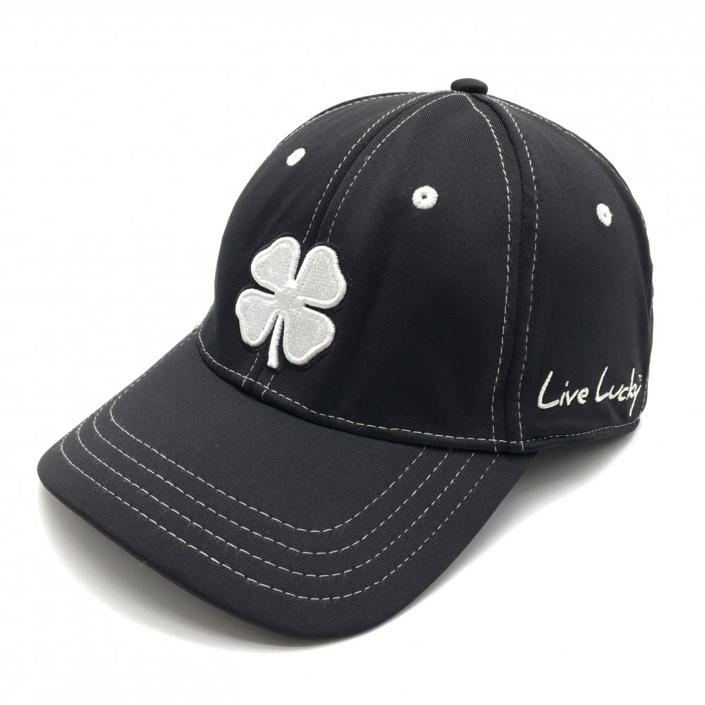 【美品】ブラッククローバー キャップ 黒×白 ロゴ刺しゅう  ゴルフウェア BLACK CLOVER