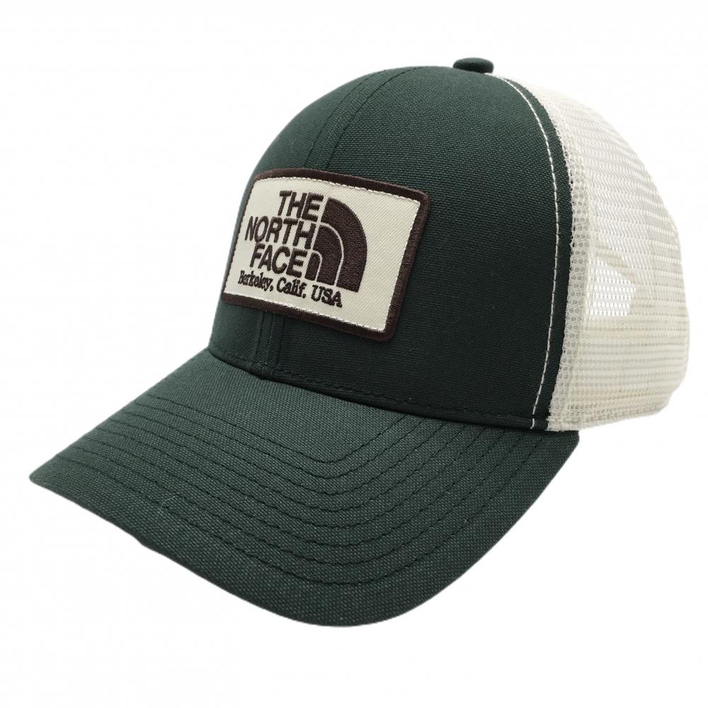 【超美品】ザノースフェイス メッシュキャップ グリーン×白 ロゴ刺しゅう FREE  ゴルフウェア THE NORTH FACE