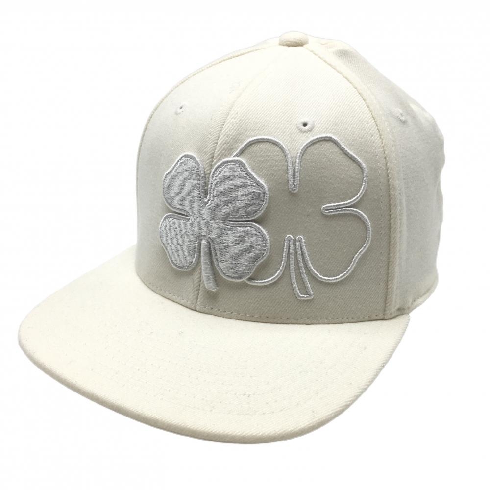 【美品】ブラッククローバー フラットキャップ 白 立体ロゴ刺しゅう ウール混    ゴルフウェア BlackClover