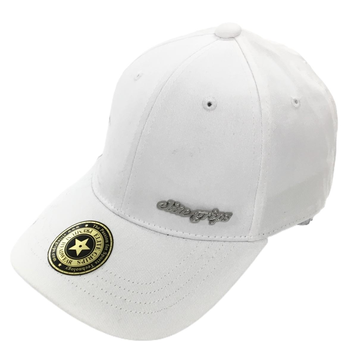 エリートグリップ キャップ 白 ロゴシルバー  ONE SIZE FITS MOST   ゴルフウェア elite grips