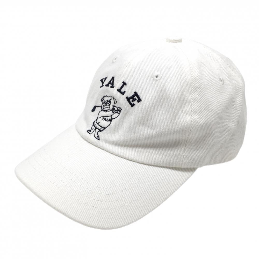 【美品】アンティカゴルフ×イェール キャップ 白 刺しゅう F   ゴルフウェア ANTIQUA GOLF