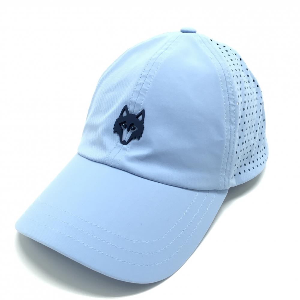 【超美品】グレイソン キャップ ライトブルー系 シリコンロゴ パンチング風   ゴルフウェア GREYSON