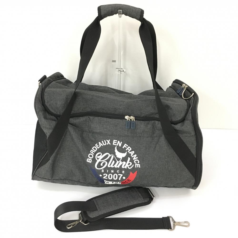 【超美品】クランク 2WAYビッグボストンバッグ 杢グレー シューズ収納 内外ポケットゴルフ clunk