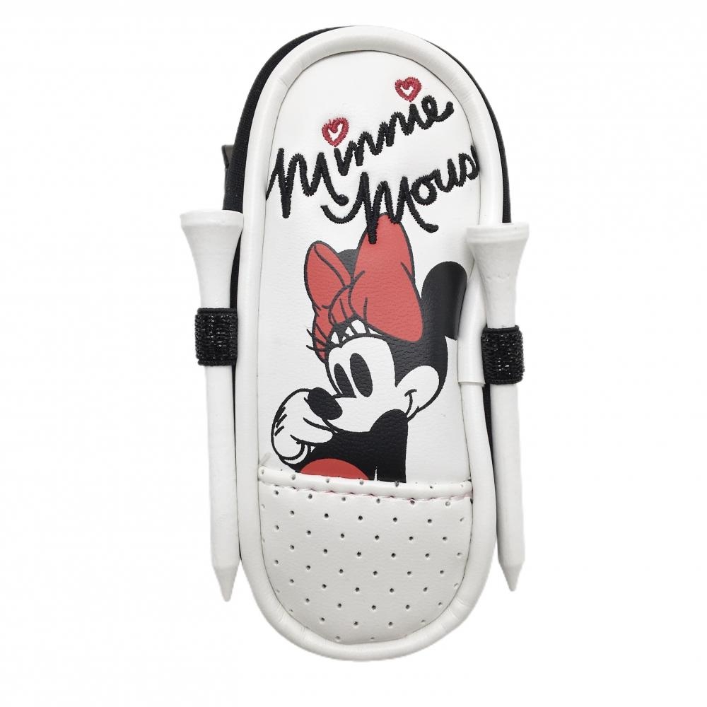 【新品】ディズニー ボールケース 白×黒 ミニーちゃん ティー装着可 カラビナ付 クリップ ゴルフ DISNEY