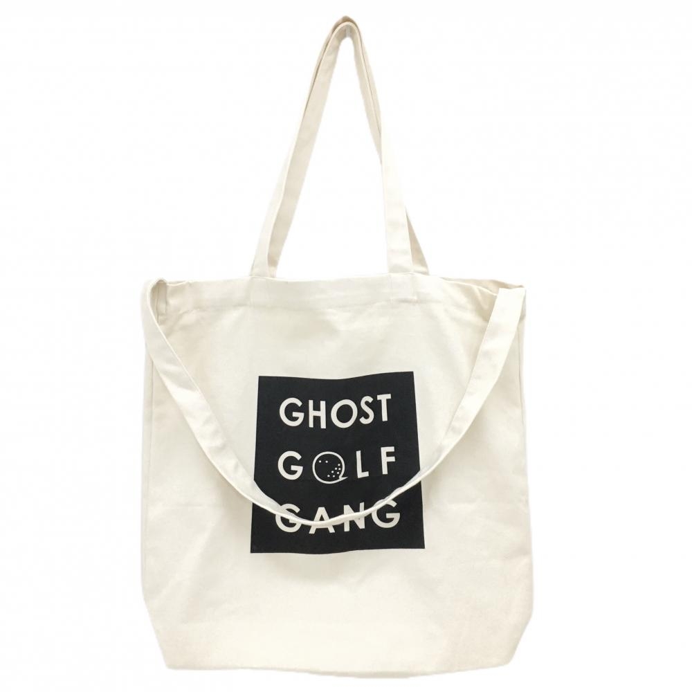 【超美品】ゴーストゴルフギャング トートバッグ 白×黒 キャンパス地  ゴルフ GHOST GOLF GANG