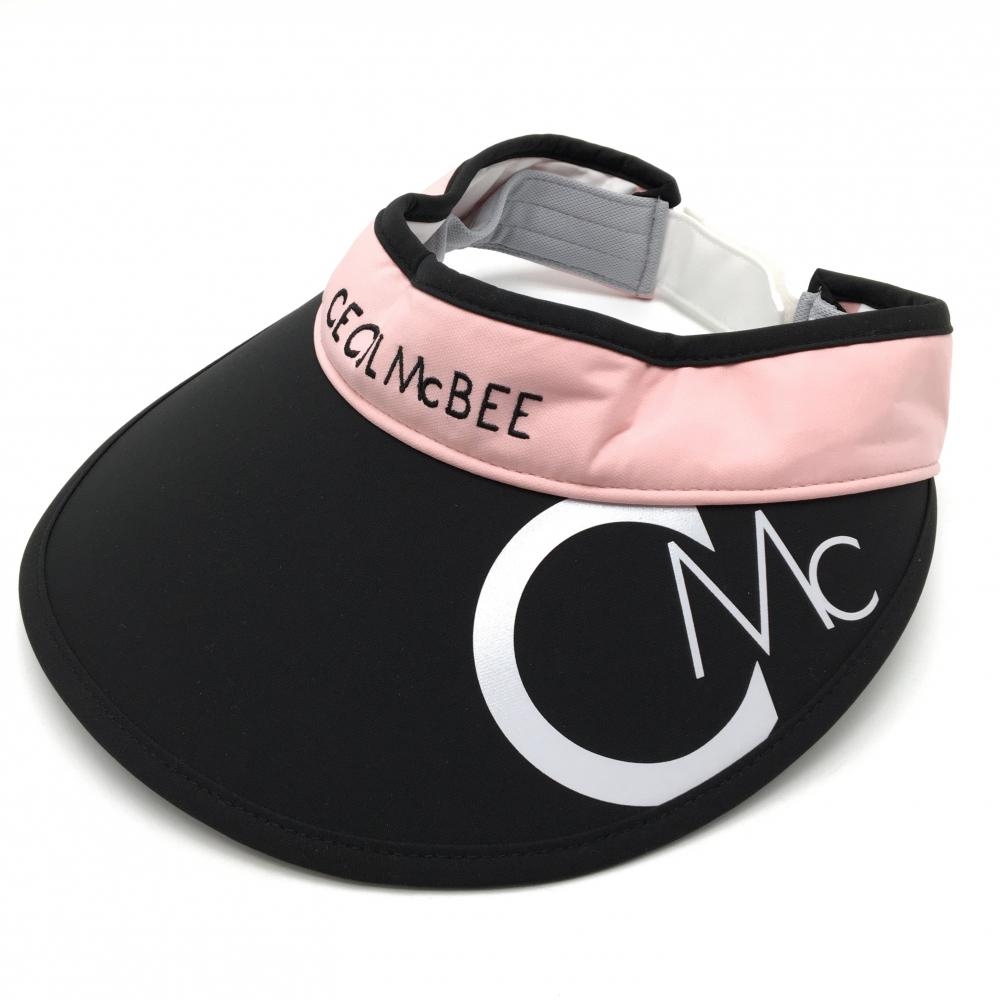 【新品】セシルマクビー サンバイザー 黒×ピンク ロゴ刺しゅう    ゴルフウェア CECIL McBEE