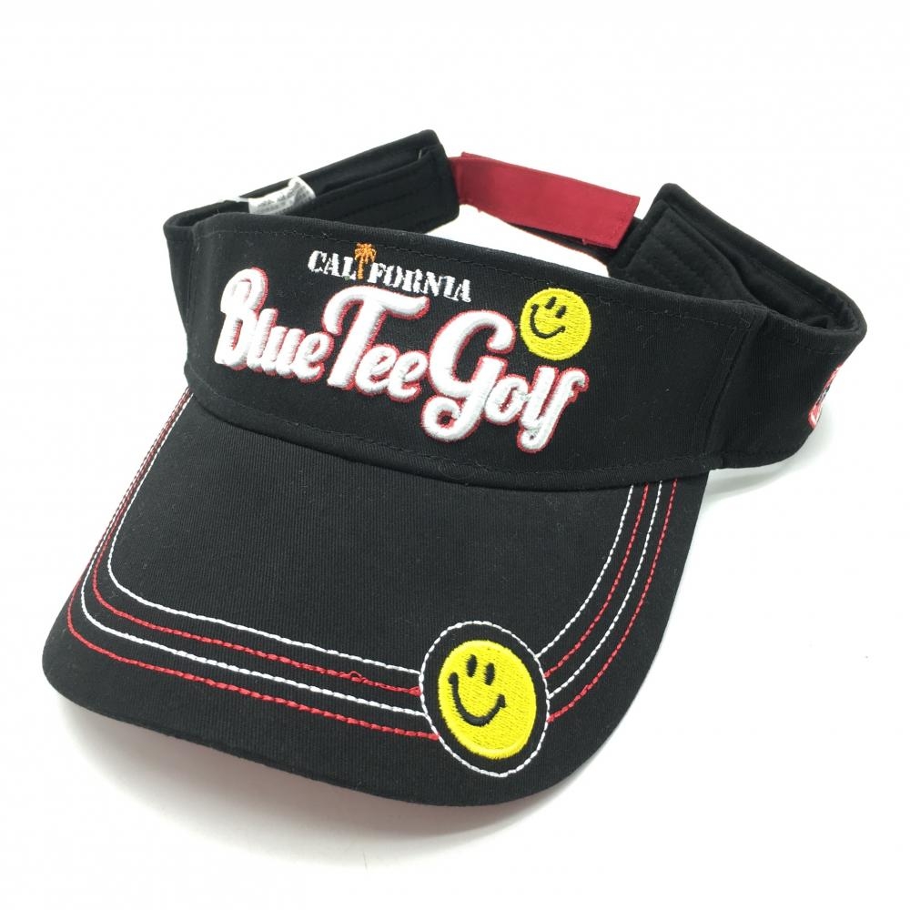 【新品】ブルーティーゴルフ サンバイザー 黒×白 ロゴ刺しゅう サイズフリー(56-59cm)   ゴルフウェア BLUE TEE GOLF