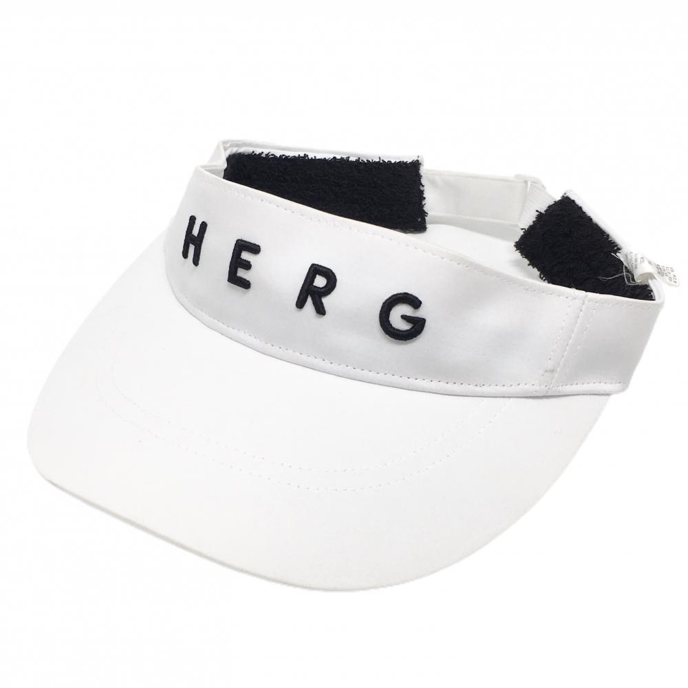 エルグワン サンバイザー 白×黒 ロゴ刺しゅう F   ゴルフウェア HERG1