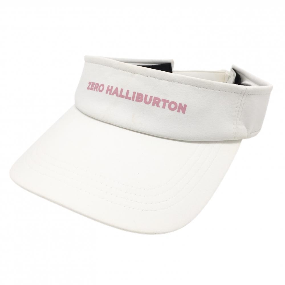 ゼロハリバートン サンバイザー 白×ピンク ロゴプリント FREE(56～58cm)   ゴルフウェア ZERO HALLIBURTON