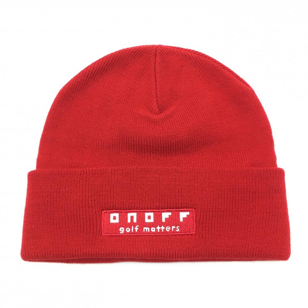 【超美品】オノフ ニット帽 レッド  ゴルフウェア ONOFF