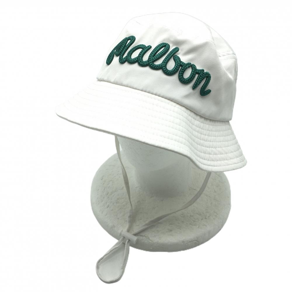 【美品】マルボン ハット 白 ロゴ刺しゅう 韓国モデル S/M   ゴルフウェア Malbon