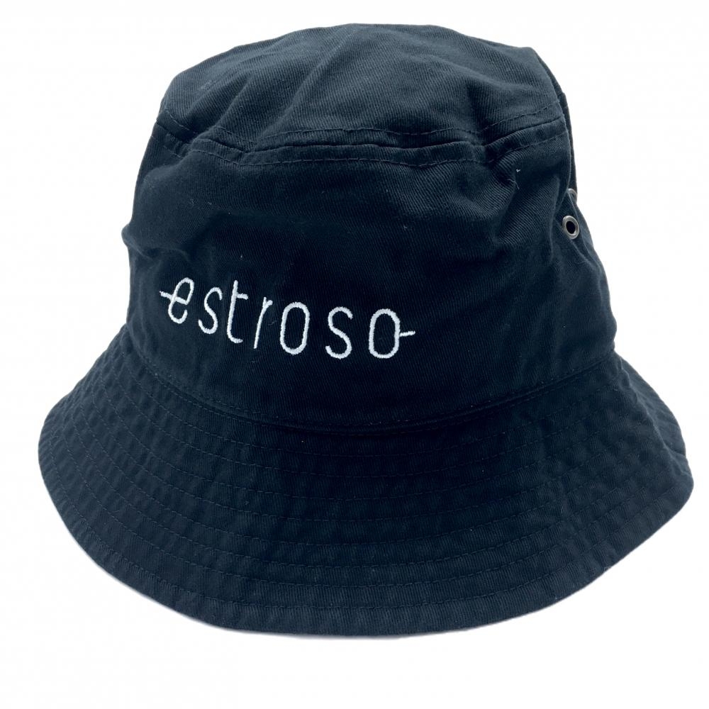 【新品】エストロッソ バケットハット 黒 ロゴ刺しゅう 星柄  1   ゴルフウェア estroso