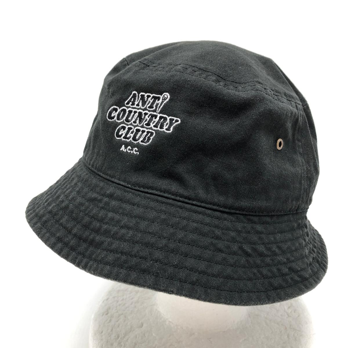 アンタイカントリークラブ バケットハット 黒 刺しゅう S/M   ゴルフウェア ANTI COUNTRY CLUB