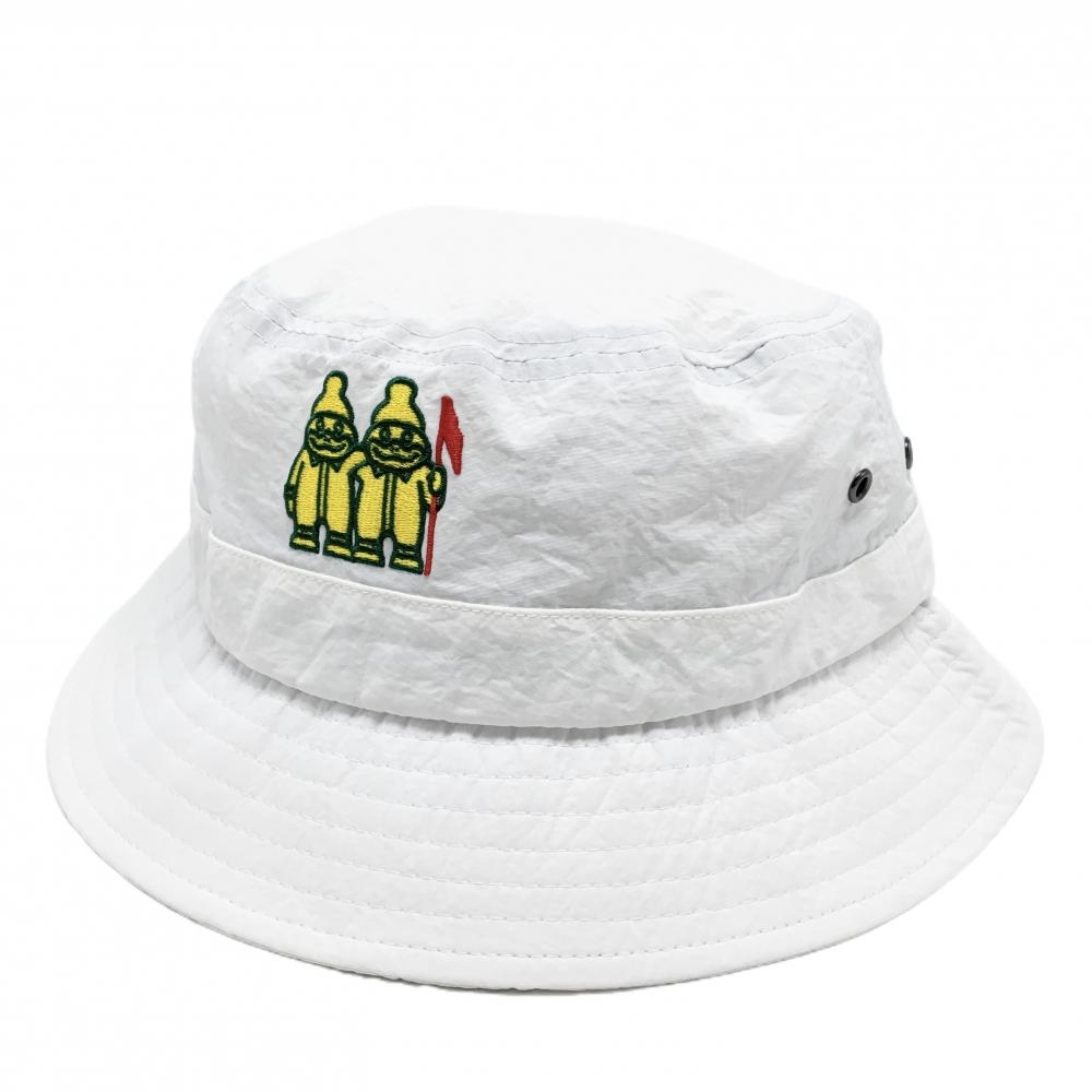 【新品】ゴルフィッカーズ ハット 白×グリーン ロゴイ刺しゅう   ゴルフウェア Golfickers