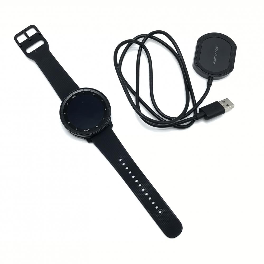 【美品】ボイスキャディ GPSゴルフウォッチ 黒 T-ULTRA 充電ケーブル付き 通電確認済みゴルフ voice caddie