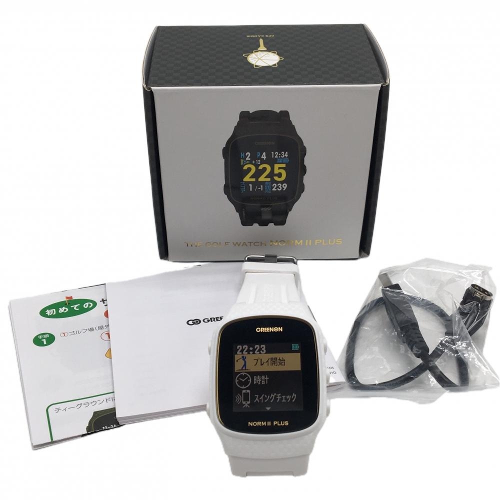 【美品】グリーンオン ゴルフウォッチ 白 ノルムⅡプラス 通電確認済み ゴルフ GREENON