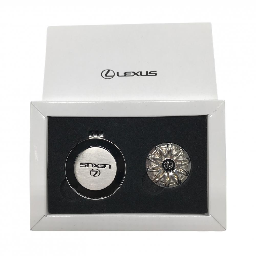【美品】レクサス マグネット式クリップマーカー シルバー×黒 ロゴ  ゴルフ LEXUS