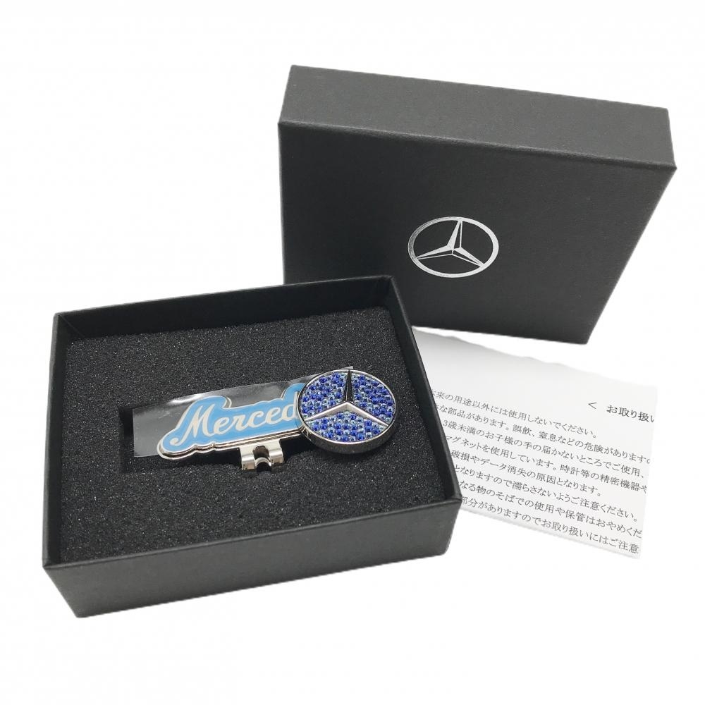 【新品】メルセデスベンツ マグネット式クリップマーカー ブルー ラインストーン ゴルフ Mercedes Benz