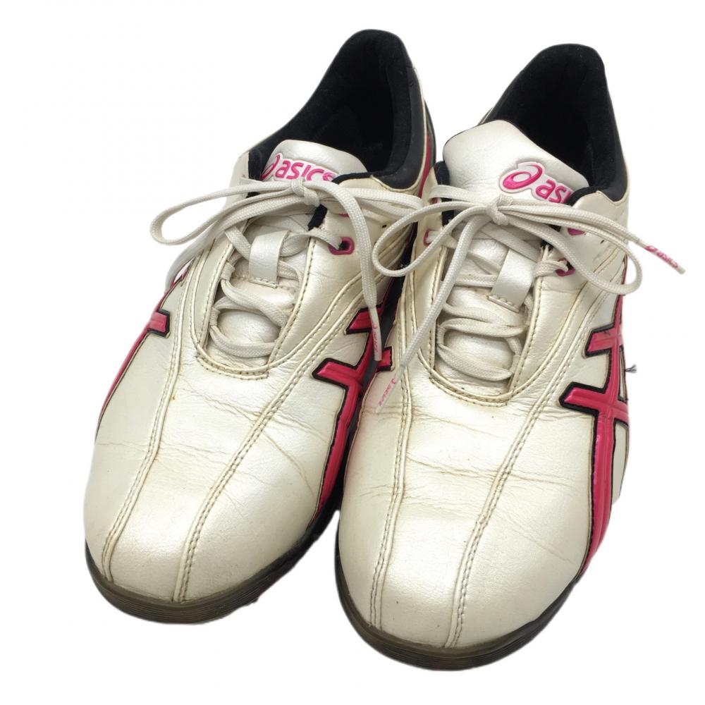 アシックス ゴルフシューズ 白×ピンク TGN105 ゲルエースプロ  メンズ 25.0 ゴルフウェア ASICS
