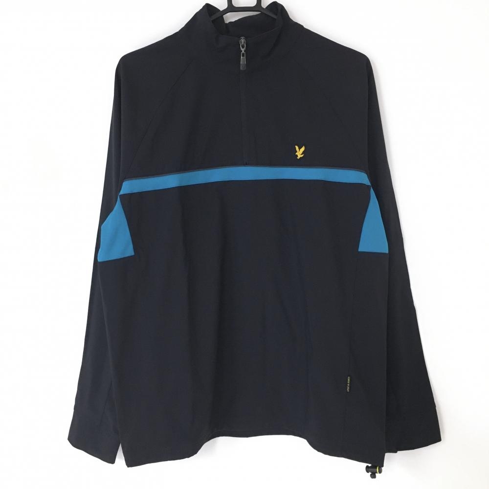 【超美品】ライル＆スコット ハイネックブルゾン 黒×ライトブルー ハーフジップ スニード メンズ MEDIUM ゴルフウェア LYLE＆SCOTT