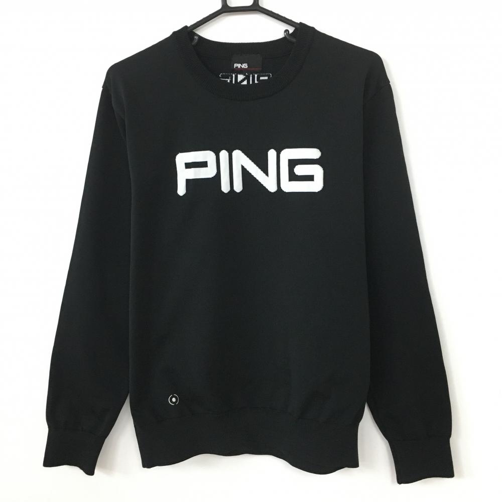 【超美品】ピン ニットセーター 黒×白 シンプル 日本製 メンズ L ゴルフウェア 2021年モデル PING