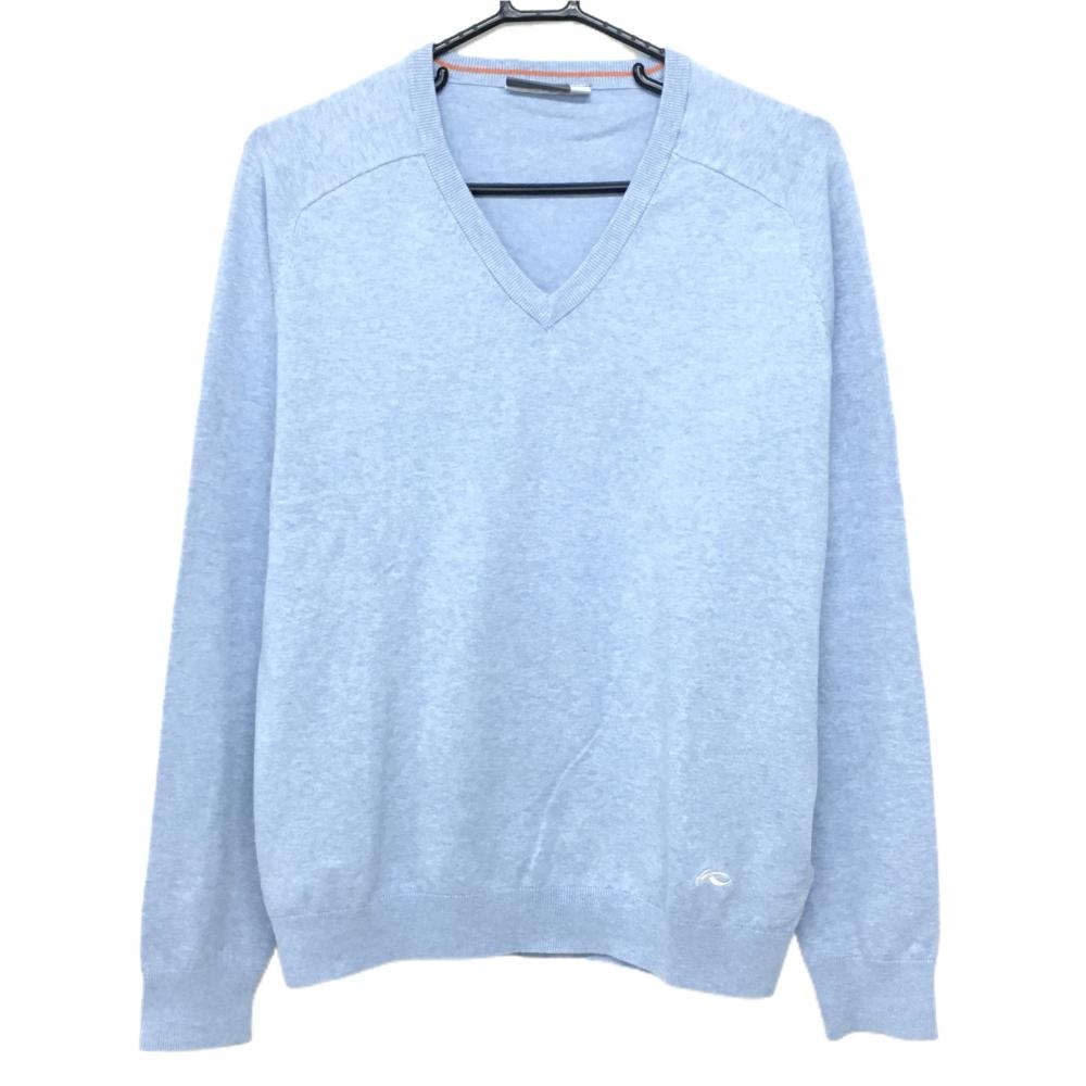 【美品】チュース セーター 杢ブルー コットン混 Vネック ニット メンズ 46/XS ゴルフウェア KJUS
